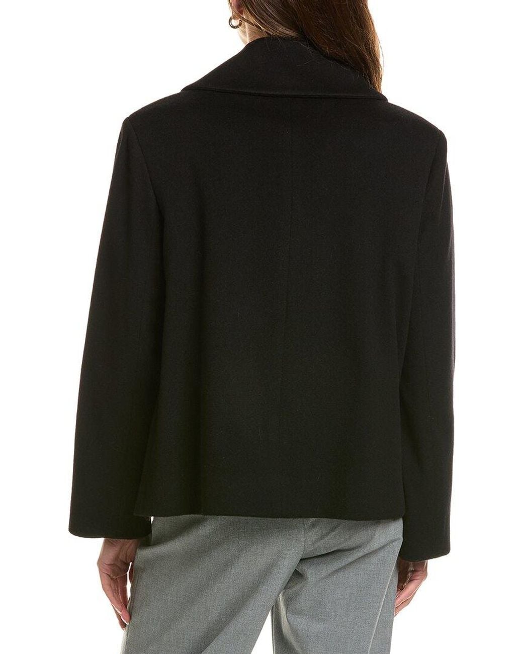Fleurette Black Cropped Wool Peacoat