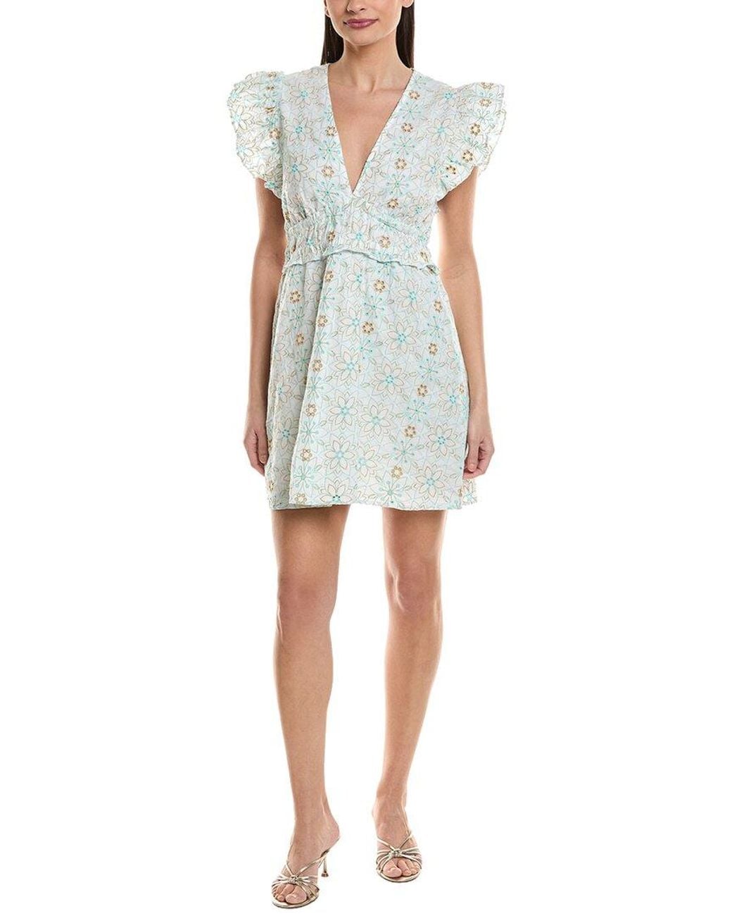 Sail To Sable White V-Neck Flutter Sleeve Mini Dress