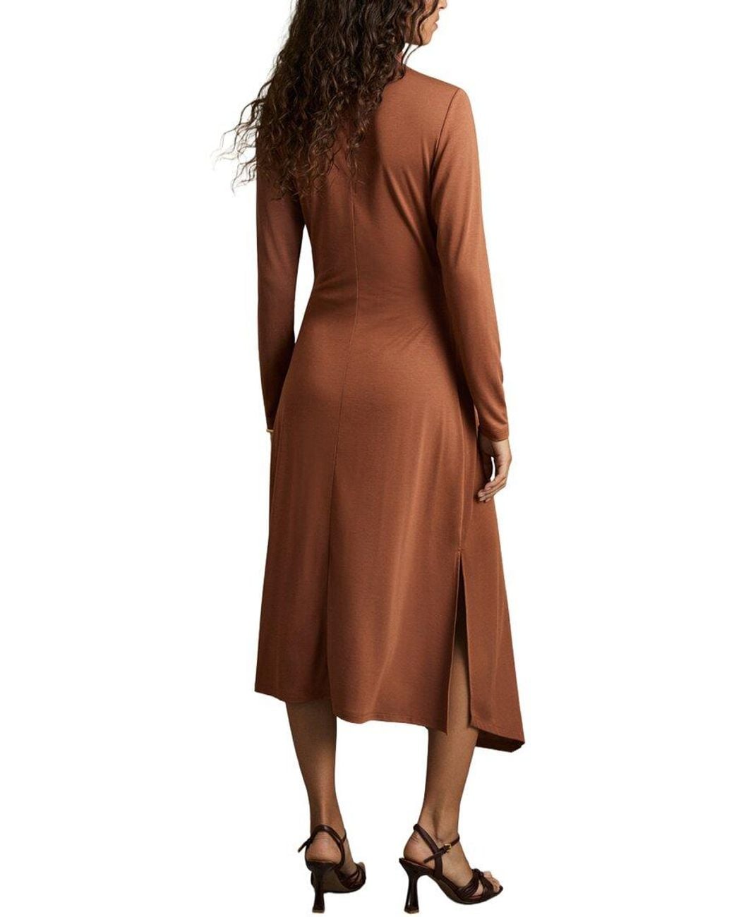 Reiss Brown Jersey Midi Dress