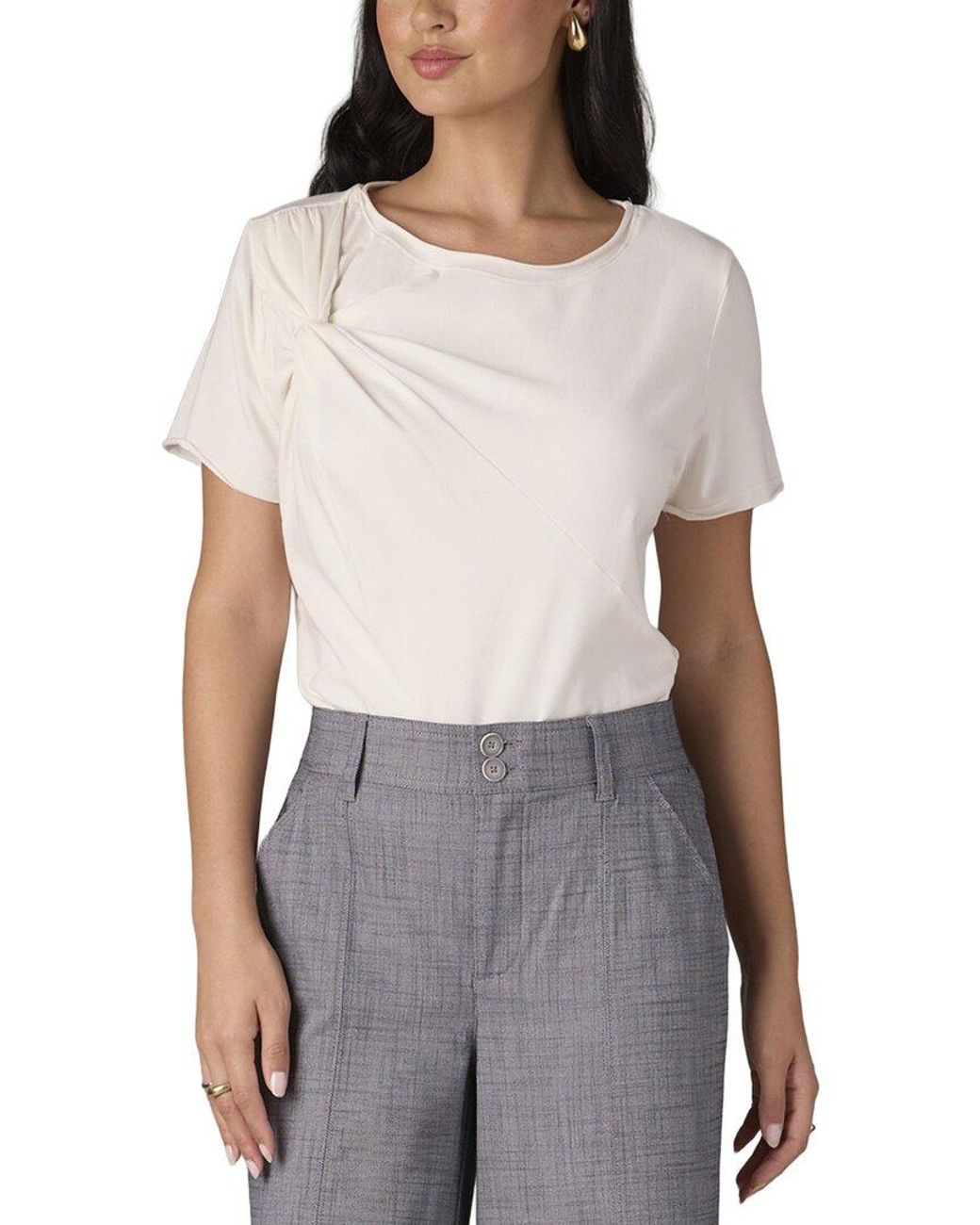 Wit & Wisdom Gray Twist Front Knit Top