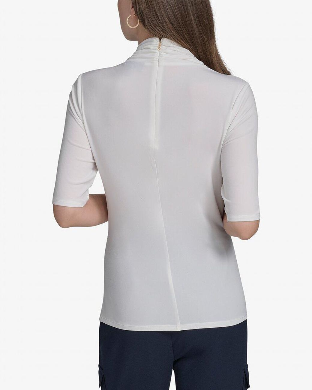 Halston Heritage Gray Drape Front Jersey Top