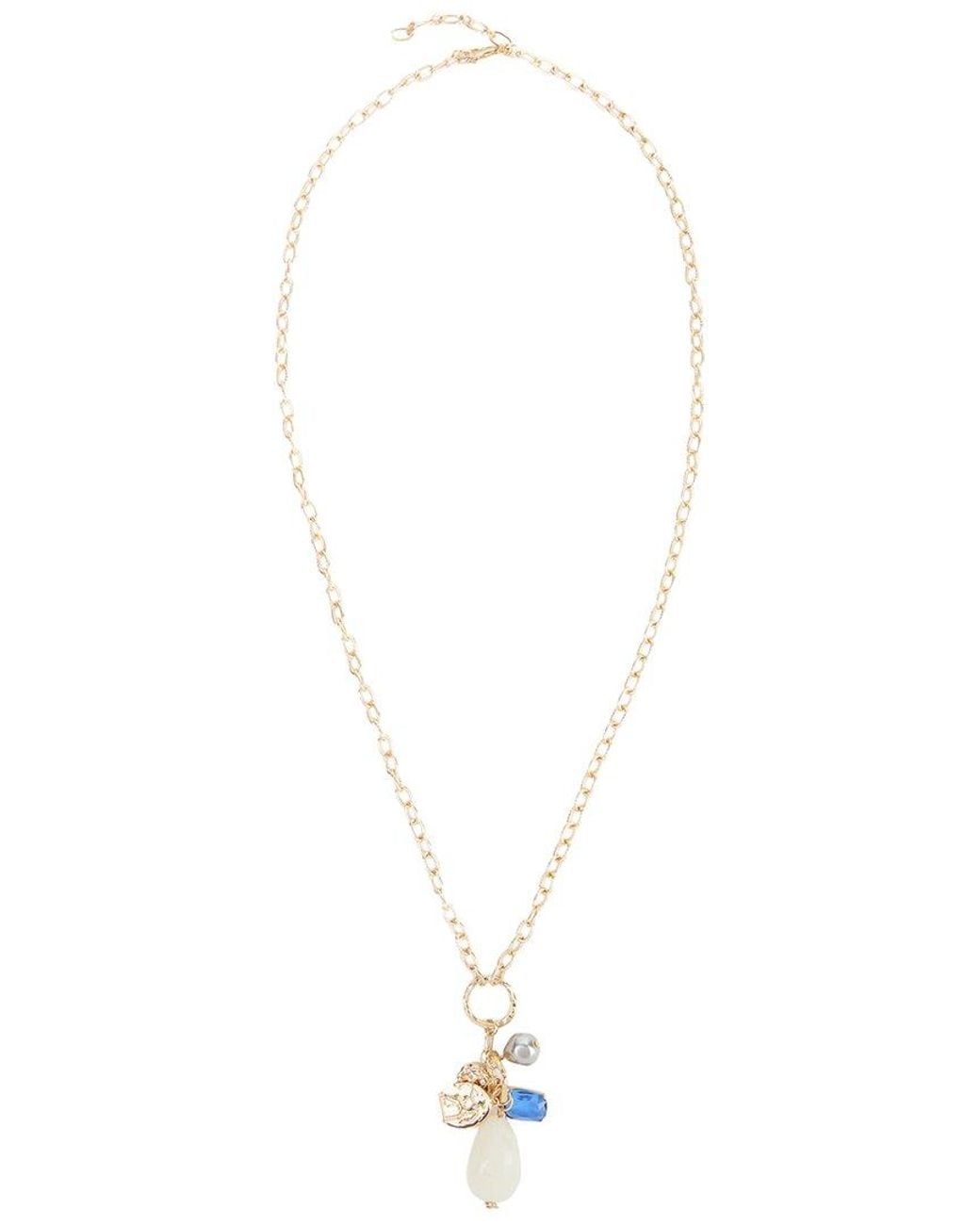 Saachi Metallic 14K Long Stone Charm Necklace