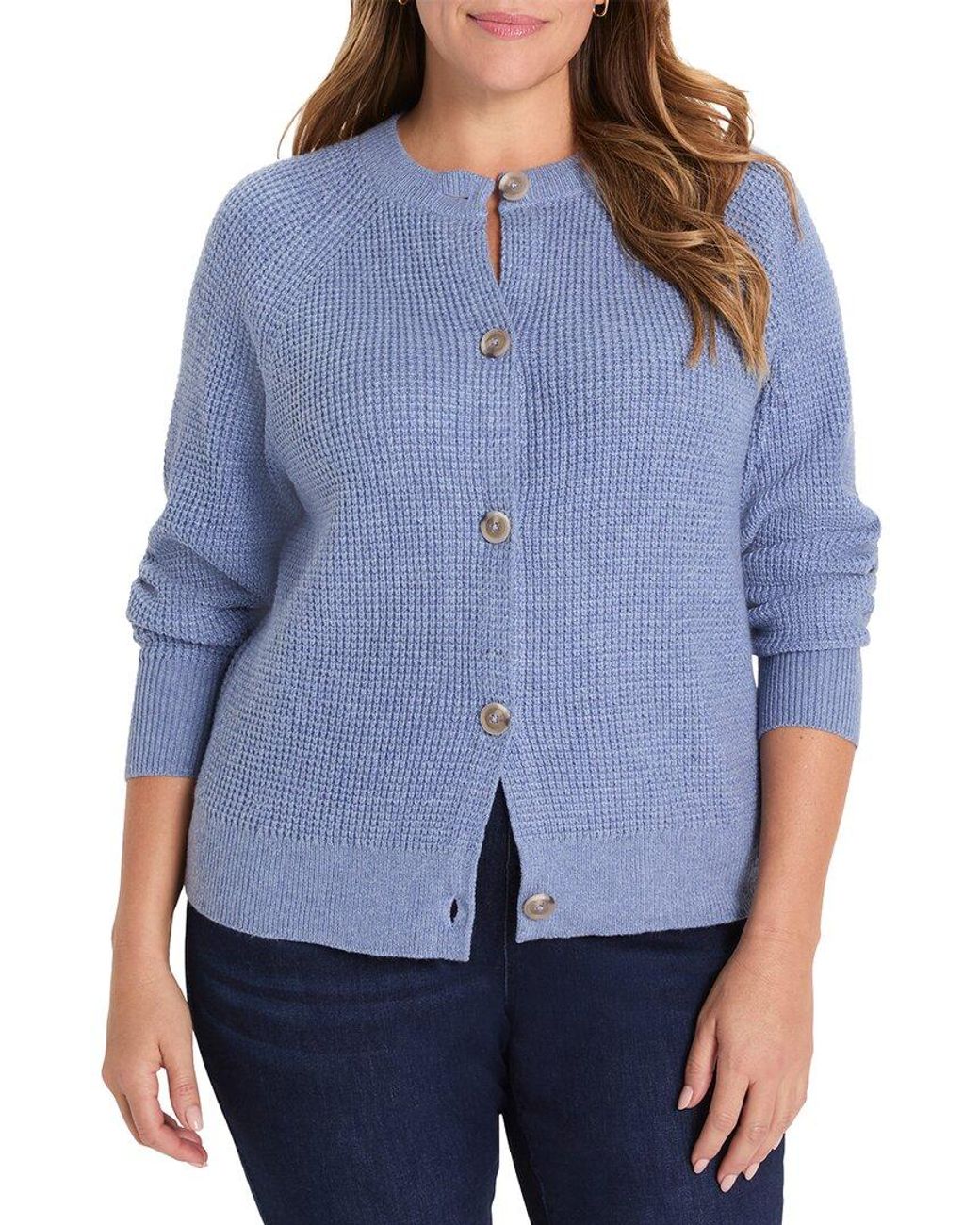 NIC+ZOE Blue Plus Waffle Cardigan