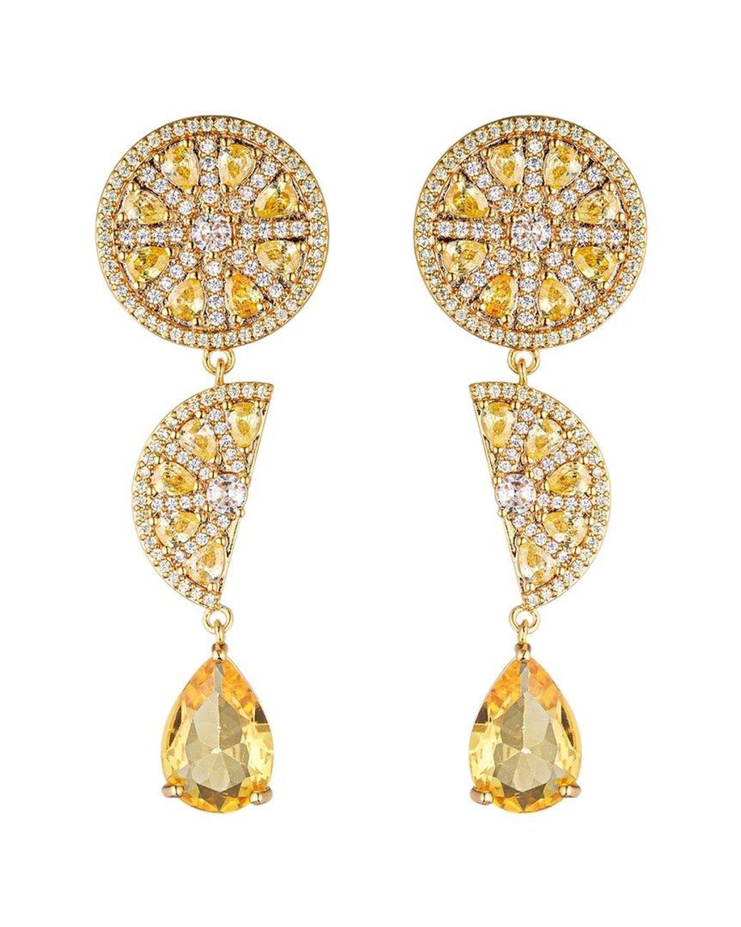 Eye Candy LA Metallic Cz Lemon Squeeze Drop Earrings