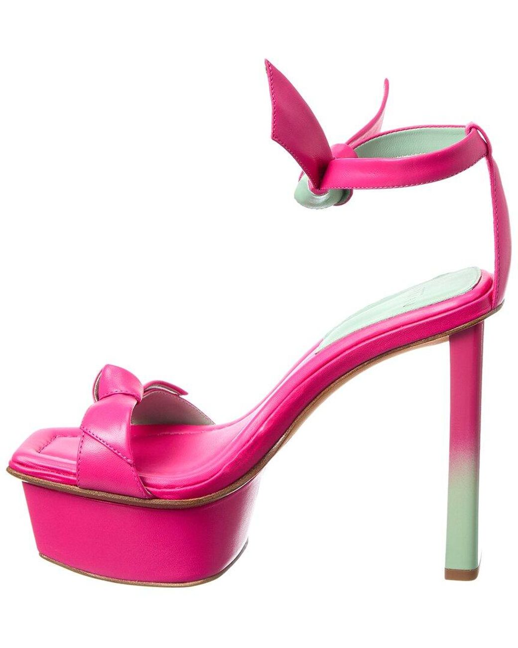 Alexandre Birman Pink Clarita Pillar Leather Platform Sandal