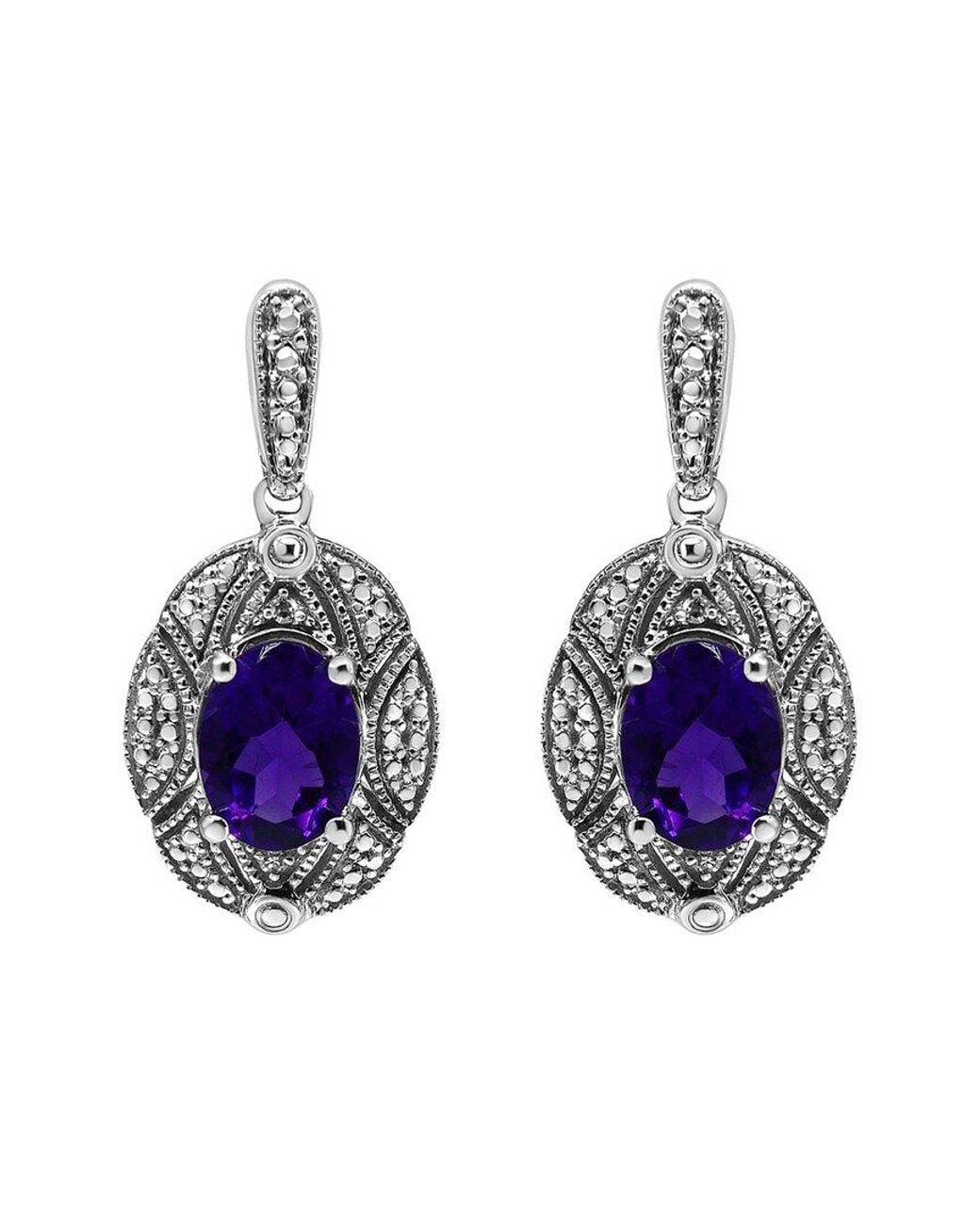 Haus of Brilliance Blue 3.30 Ct. Tw. Diamond & Amethyst Stud Earring