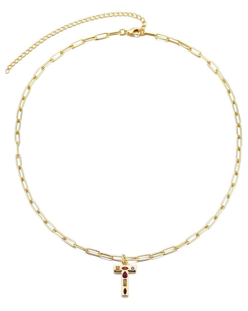 Adornia Metallic 14K Plated Diamond Funky Initial Paperclip Chain Necklace