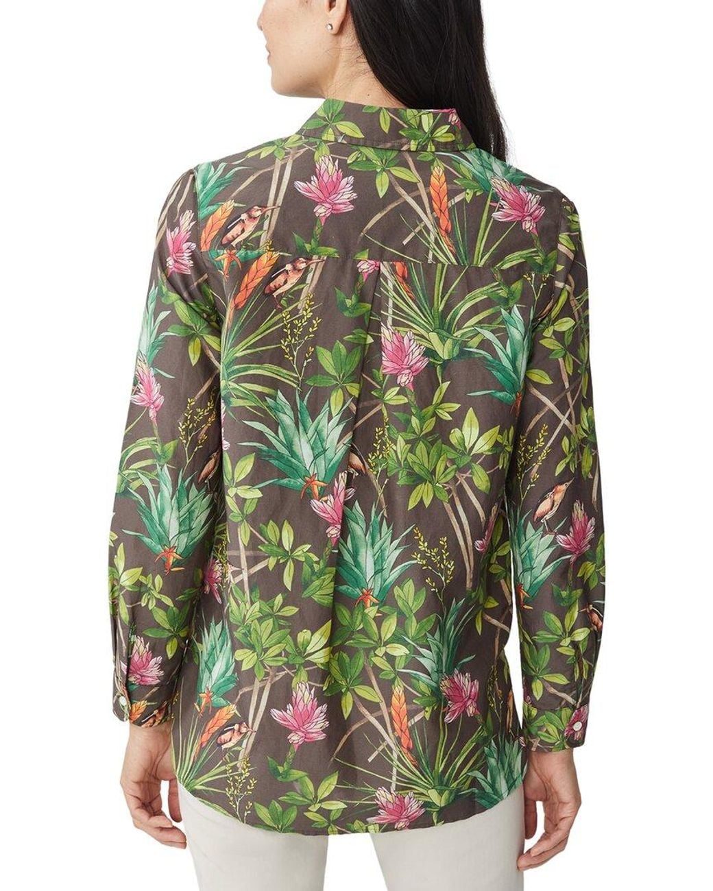 J.McLaughlin Green Britt Silk-Blend Blouse