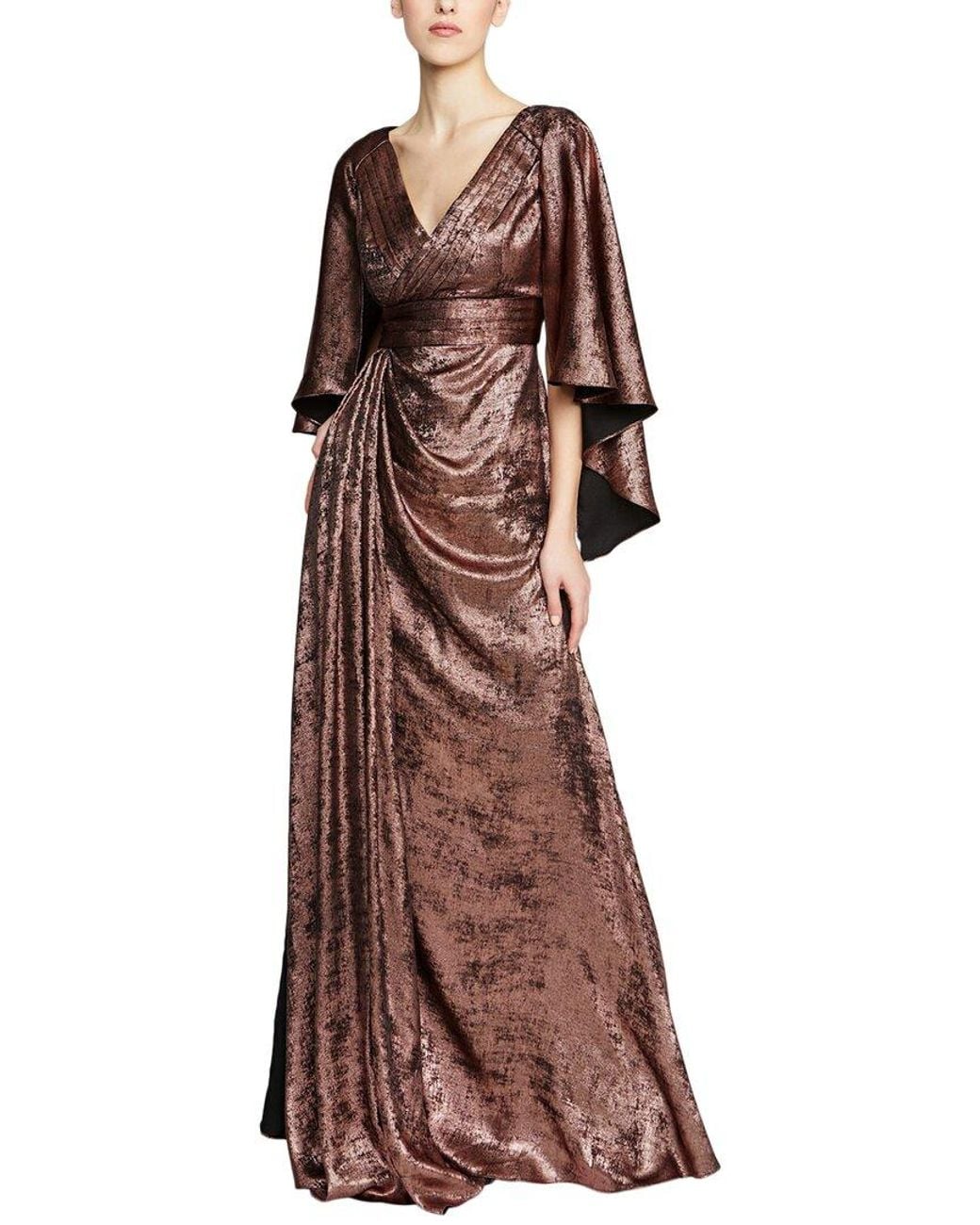 THEIA Brown Nadine Asymmetric Gown