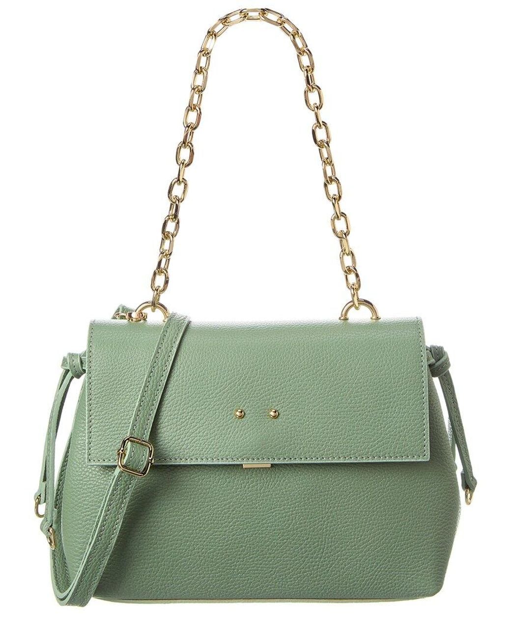 Italian Leather Green Top Handle Shoulder Bag