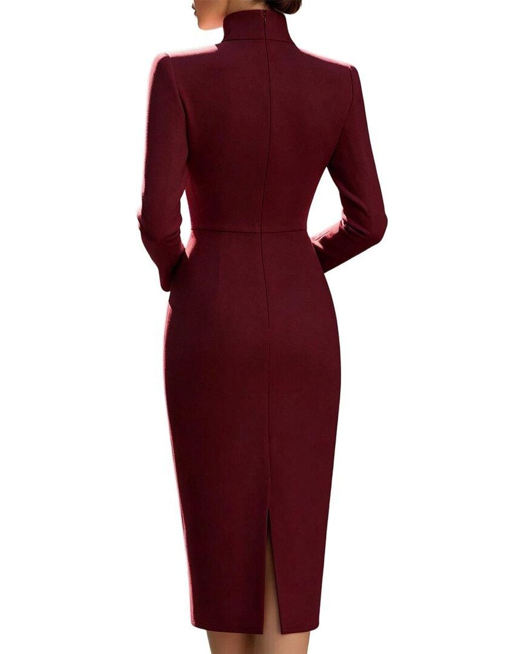 Tedora Red Long Sleeve Midi Dress