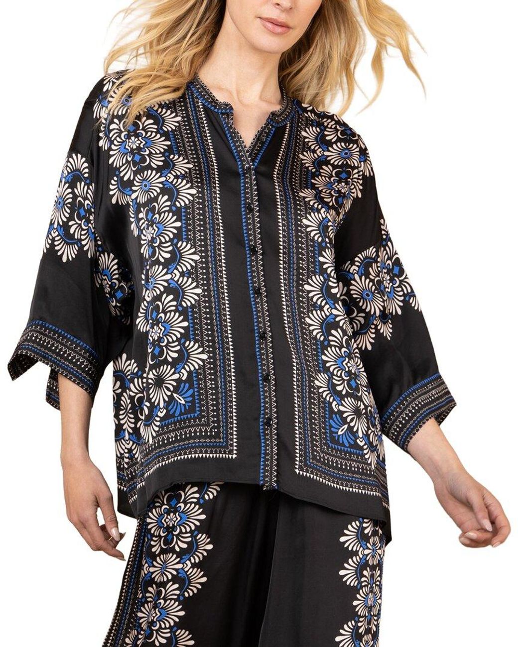 Hale Bob Black Long Sleeve Zaria Woven