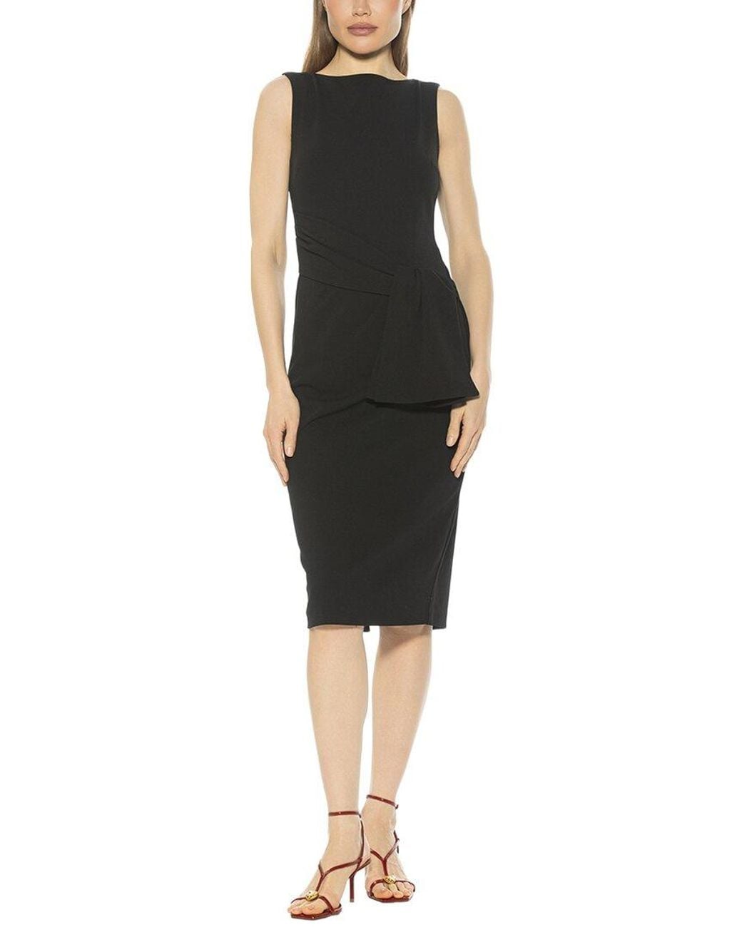 Alexia Admor Black Kiara Boatneck Bow Waist Sheath Dress