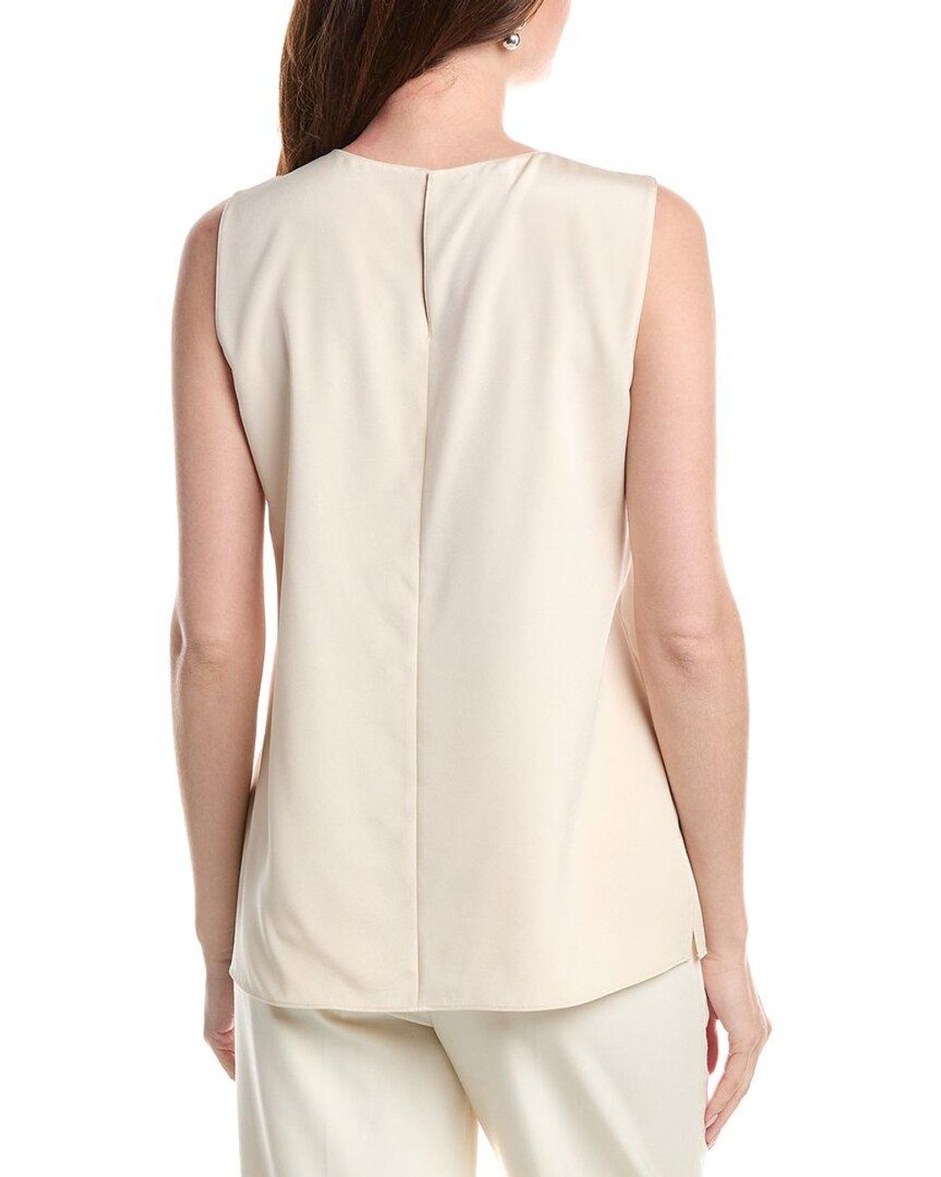 Lafayette 148 New York Natural Sleeveless Adela Silk-Blend Blouse