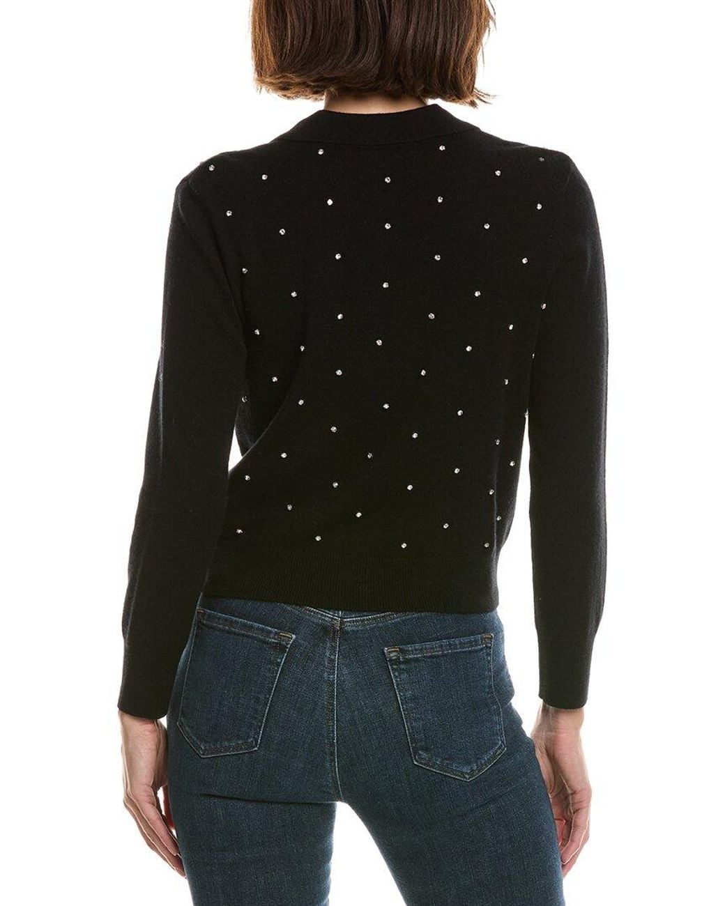 FRAME Black Frame The Rhinestone Wool & Cashmere-Blend Cardigan