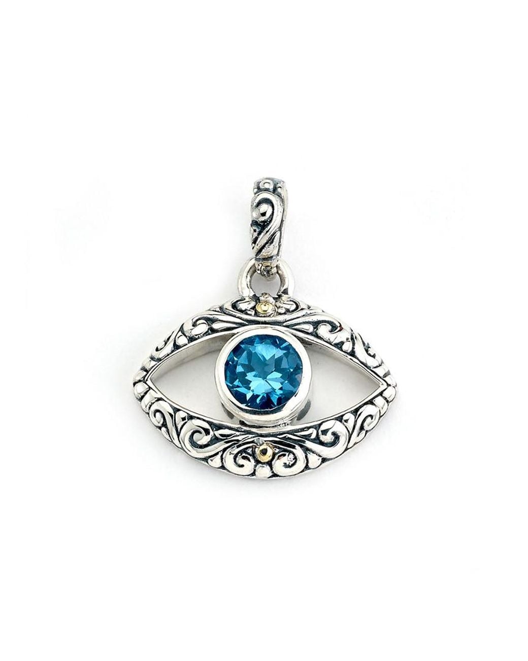 Samuel B. White 18k & Silver Blue Topaz Evil Eye Pendant