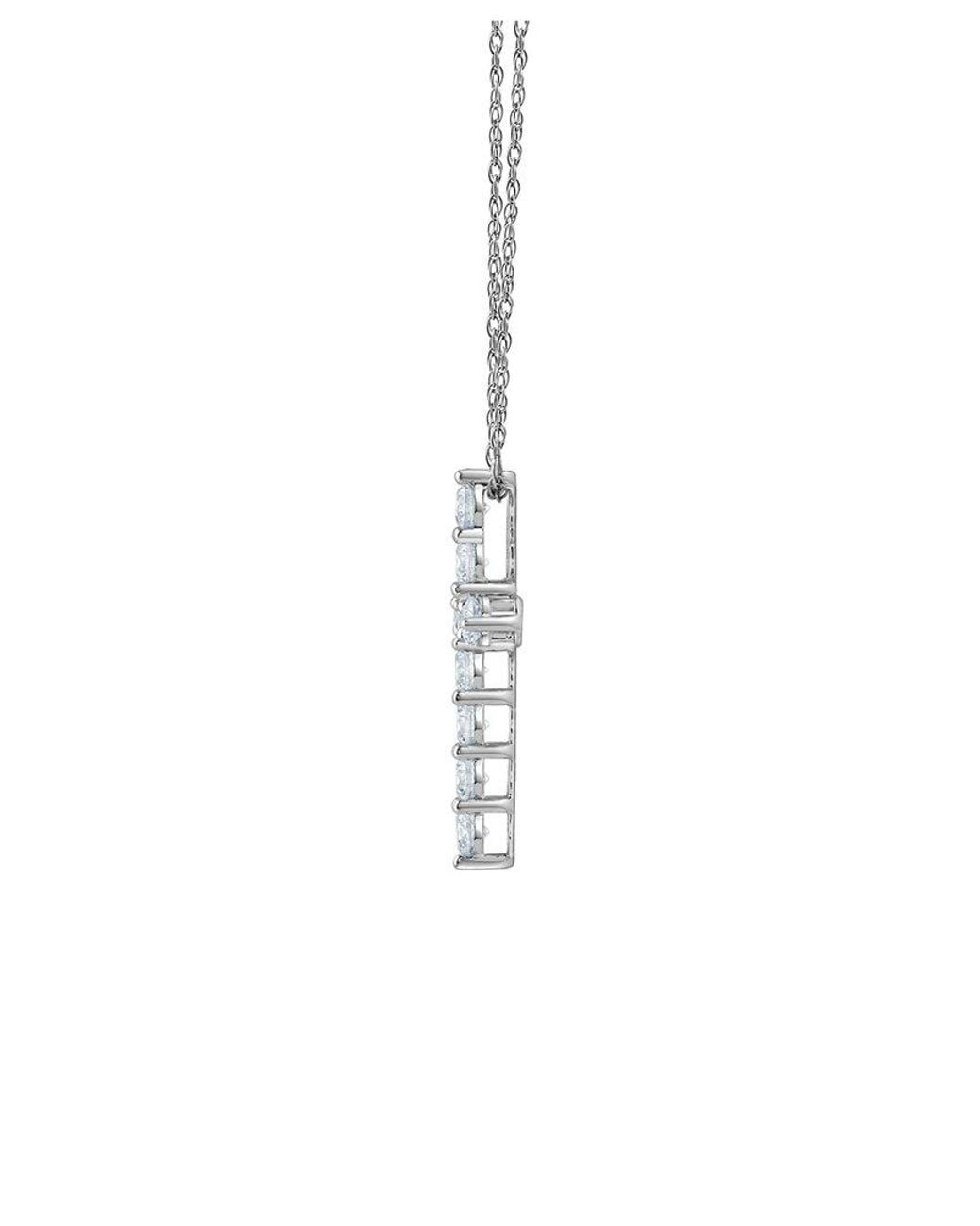 Lab Grown Diamonds Metallic 14K 1.00 Ct. Tw. Lab-Grown Diamond Cross Pendant