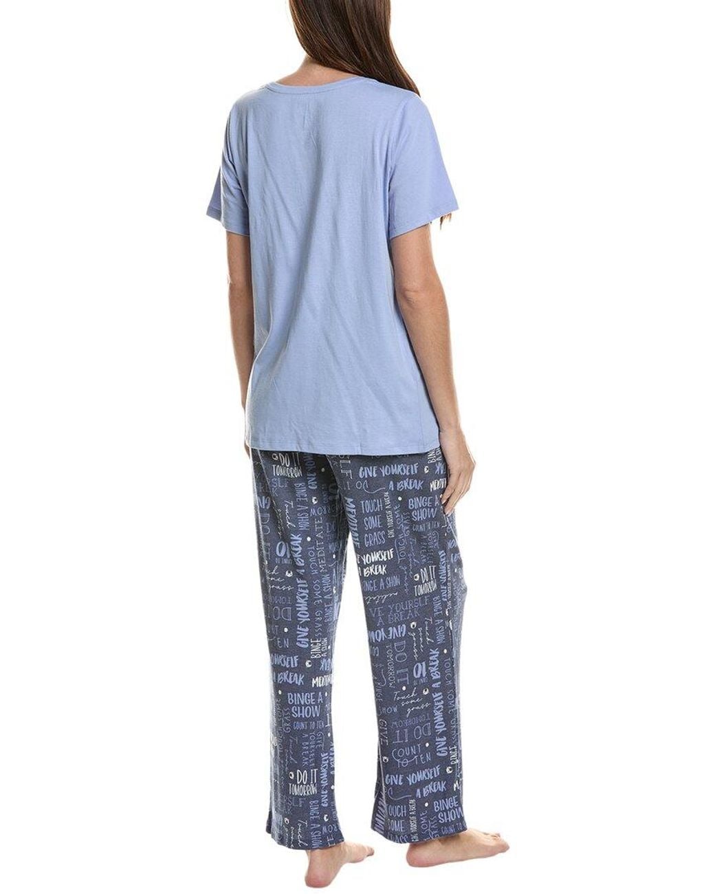 Hue Blue 2Pc Embellished Pajama Set