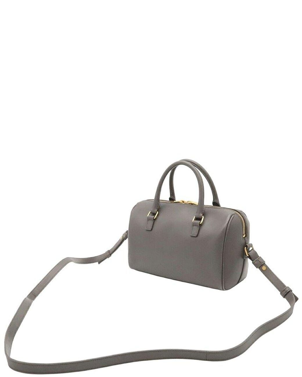 Saint Laurent Gray Leather Baby Duffle Shoulder Bag (Authentic Pre-Loved)