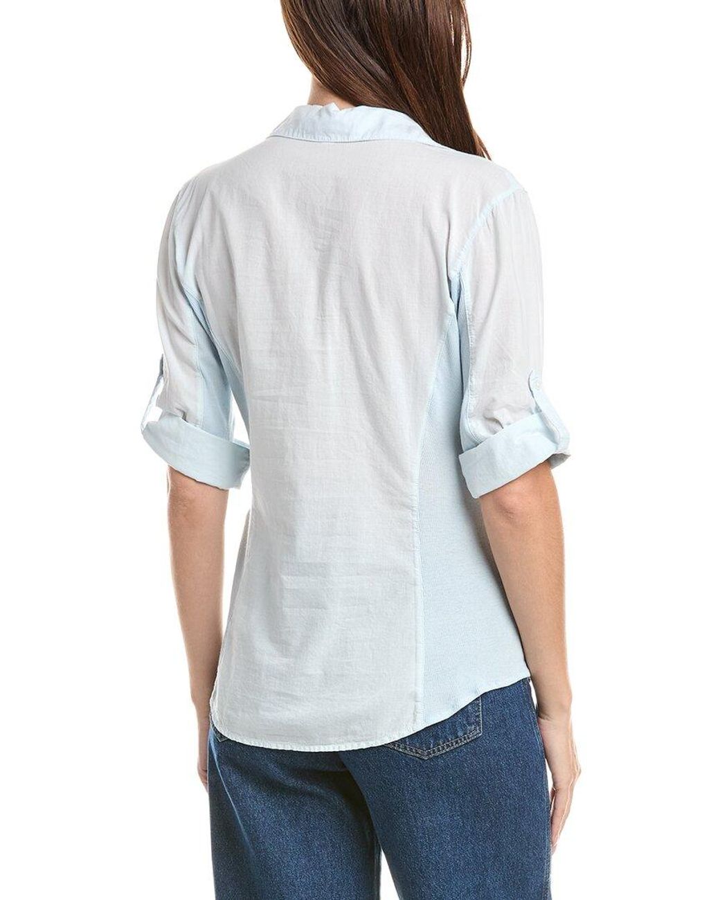 James Perse White Contrast Panel Shirt
