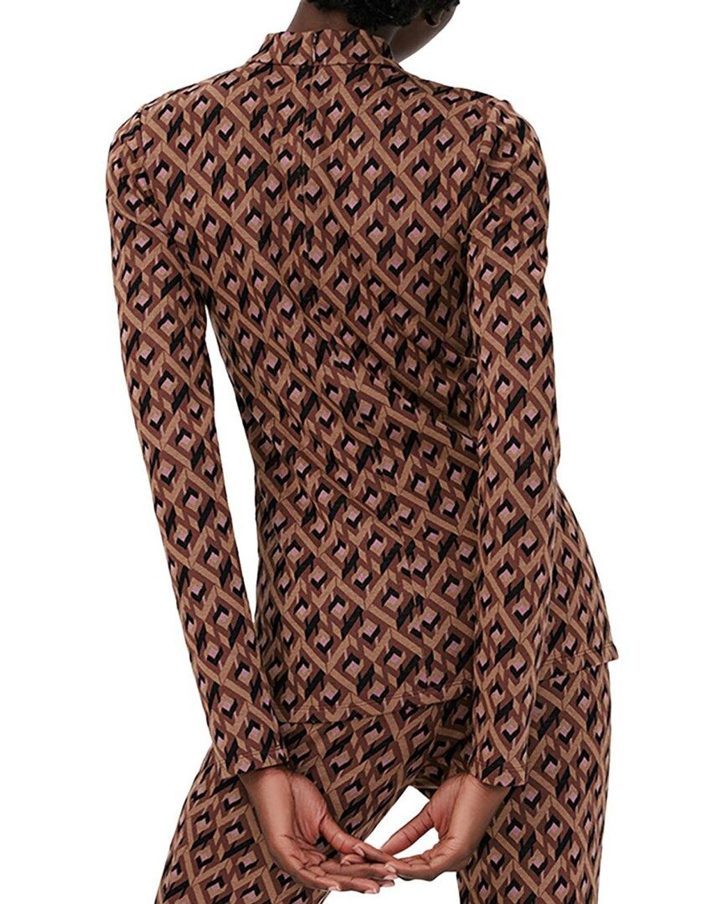 Diane von Furstenberg Brown Birdie Wool-Blend Top