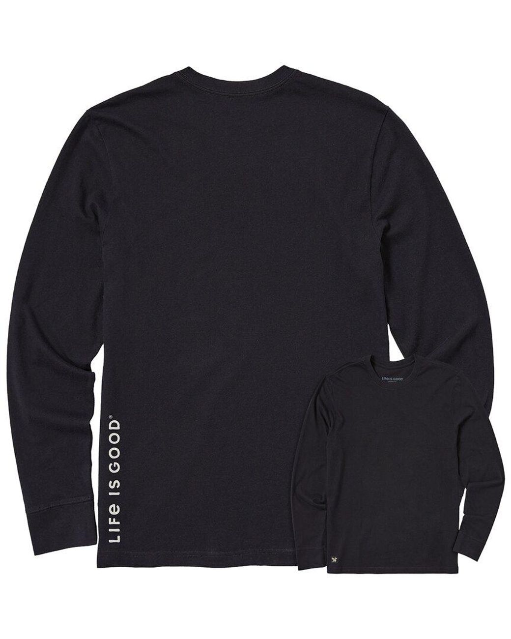 Life Is Good. Blue Long Sleeve Crusher T-Shirt for men