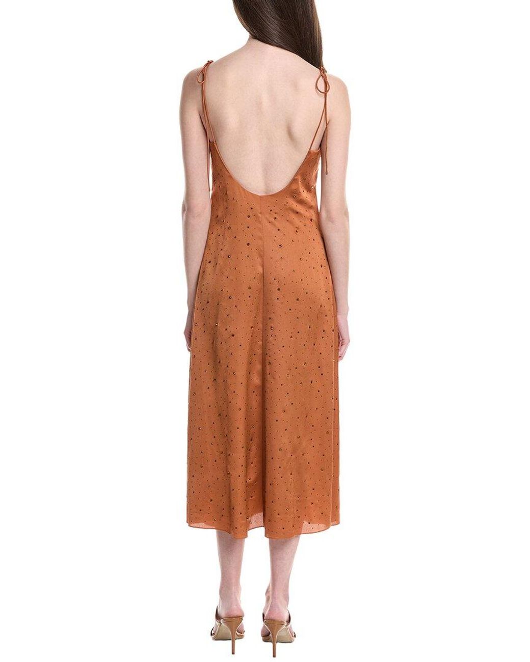 Sandro Brown Woven Midi Dress
