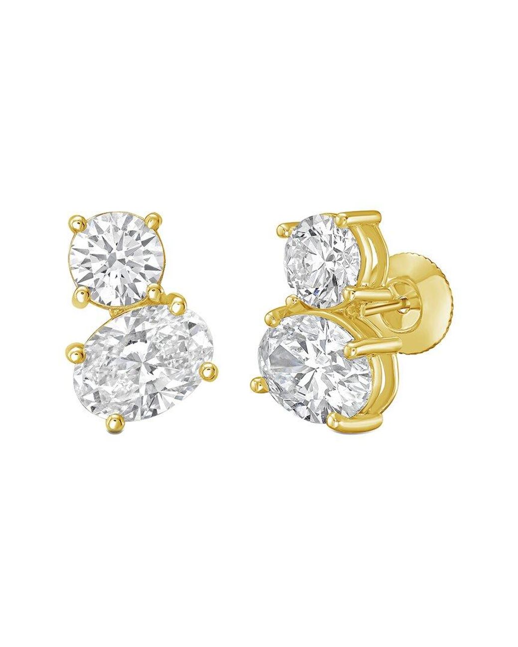 Diana M Metallic Diana M. 14K 5.00 Ct. Tw. Lab-Grown Diamond Two-Stone Earrings