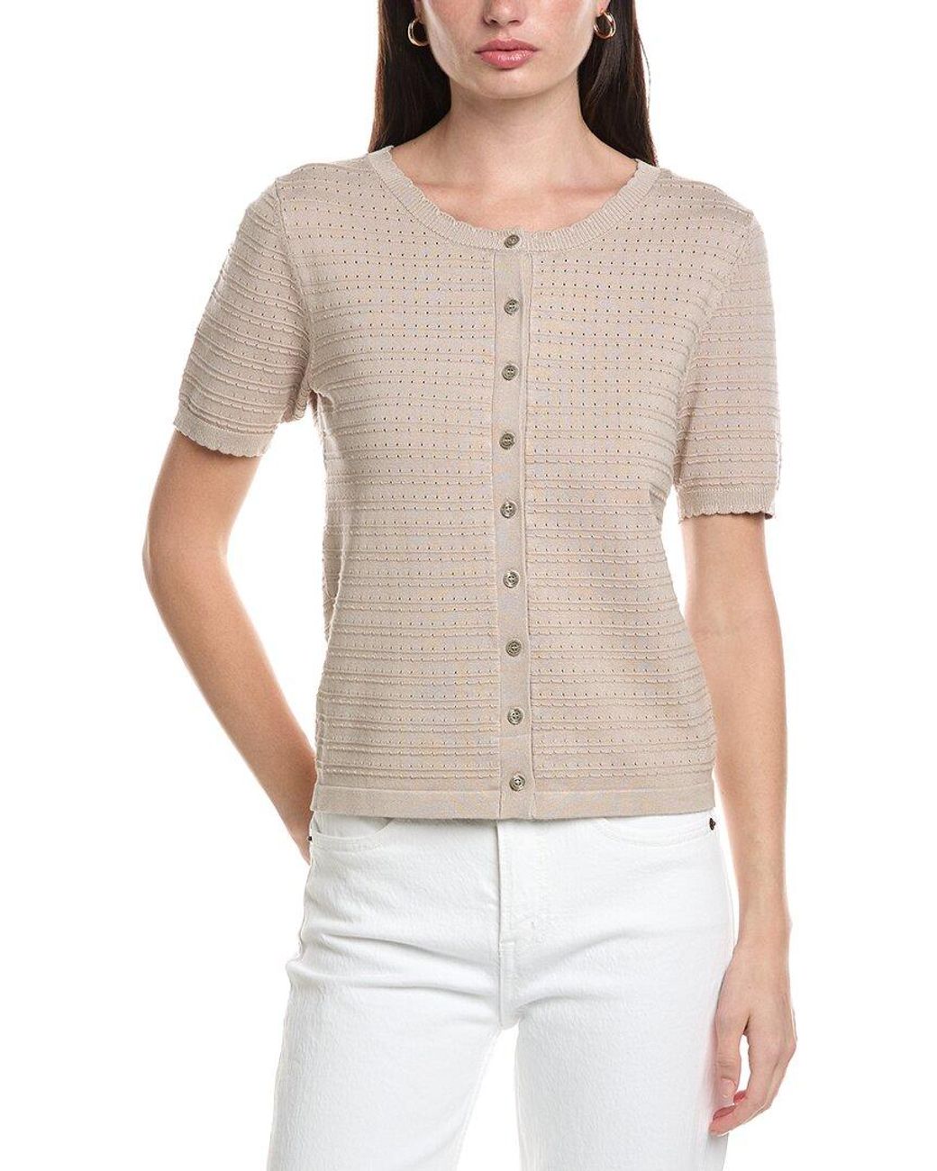 Halston Heritage Gray Button Sweater