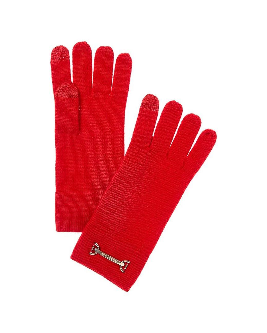 Bruno Magli Red Horsebit Knit Cashmere Gloves