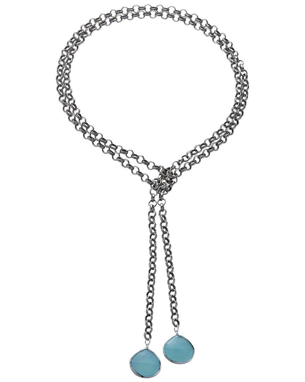 Rachel Reinhardt Jewelry Metallic Plated Chalcedony Necklace