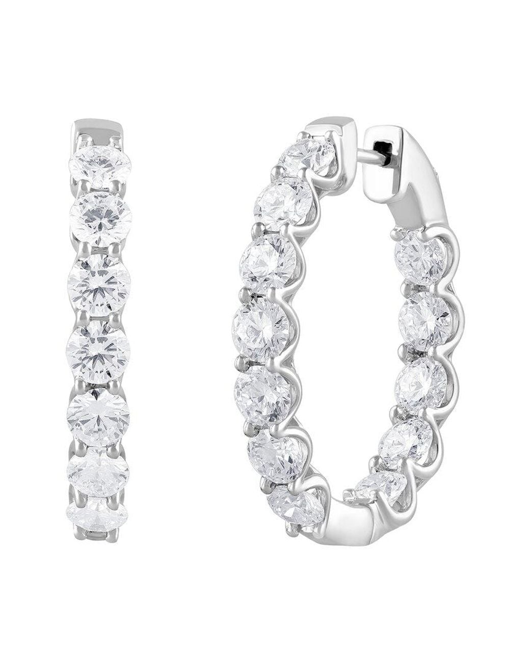 Lab Grown Diamonds White 14K 8.00 Ct. Tw. Lab-Grown Diamond Hoop Earring