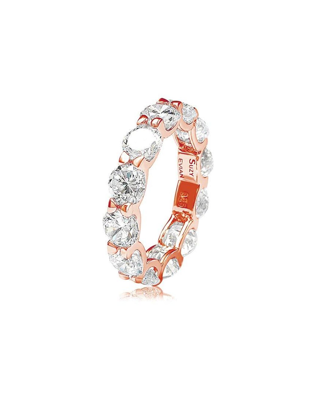 Suzy Levian White Silver Cz Eternity Ring
