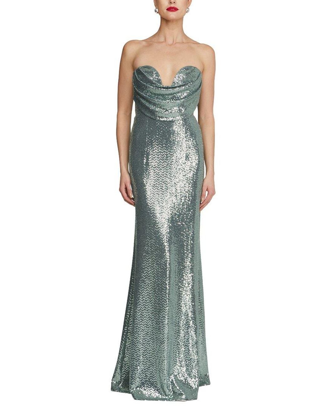 Halston Heritage Green Juliette Disco Jersey Gown
