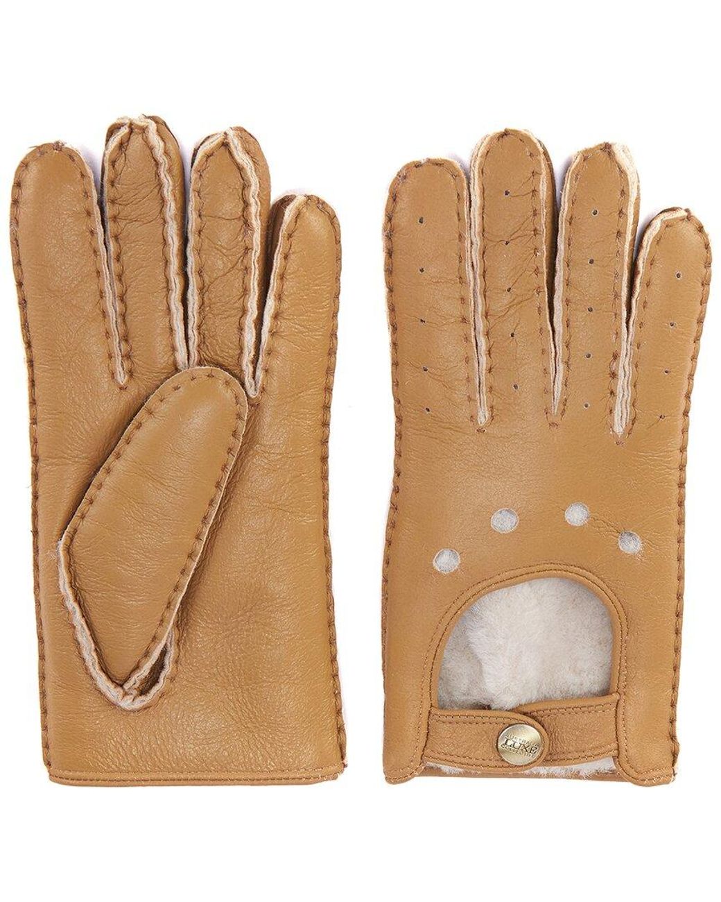 Australia Luxe Brown Sheepskin Moto Gloves