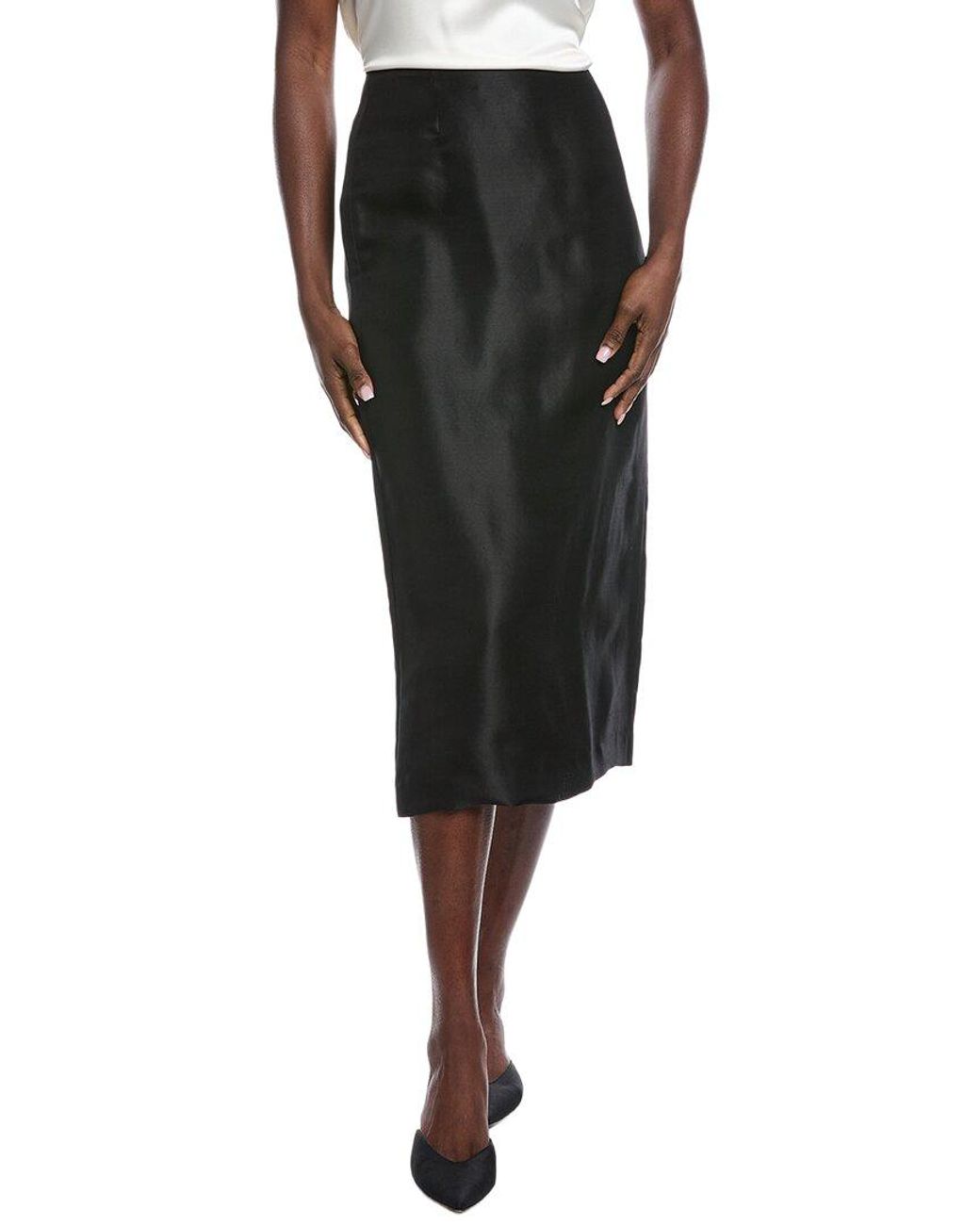 Lafayette 148 New York Black Silk Maxi Pencil Skirt