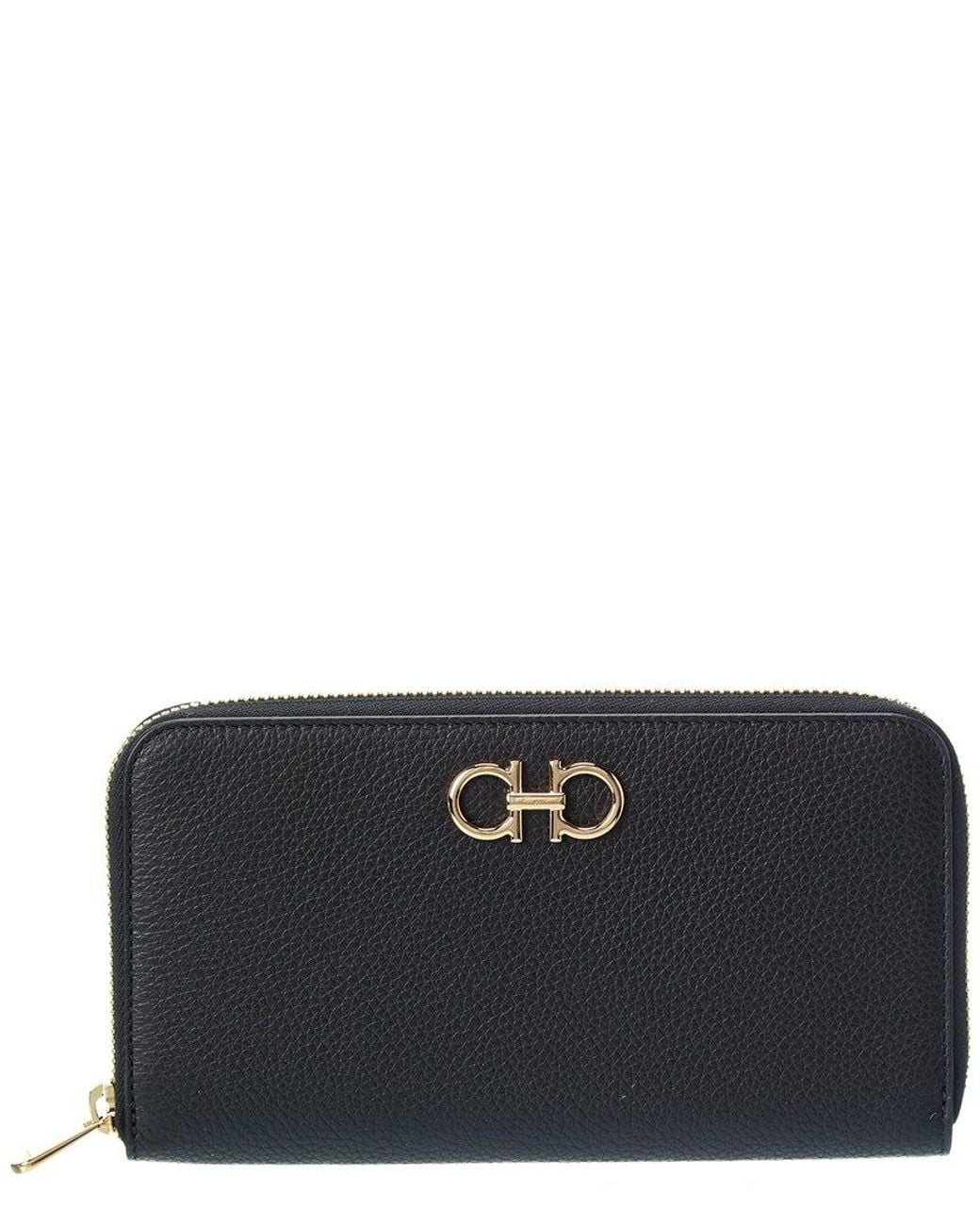 Ferragamo Black Gancini Leather Continental Wallet