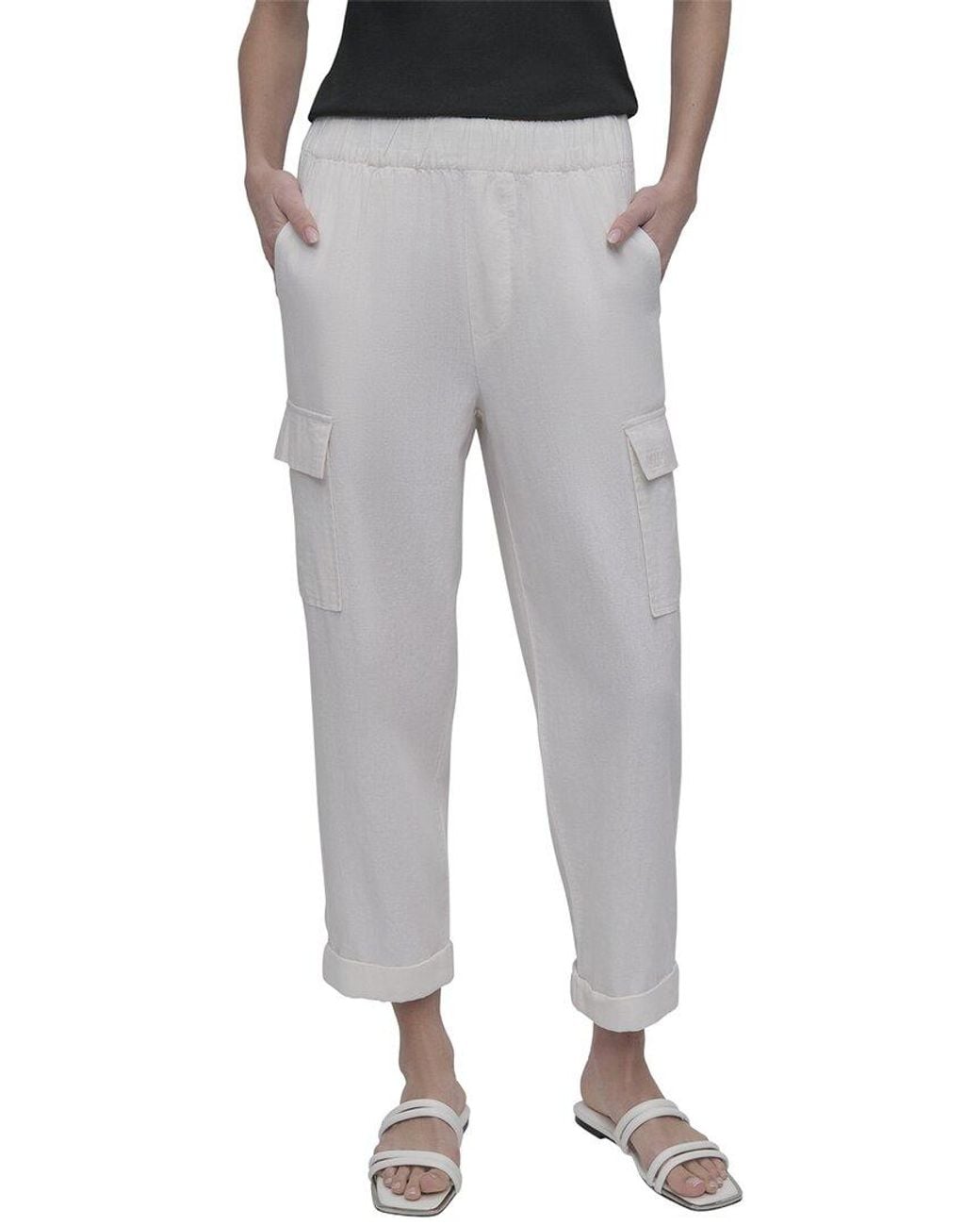 DKNY Gray Midrise Cargo Pant With Elastic Waistband