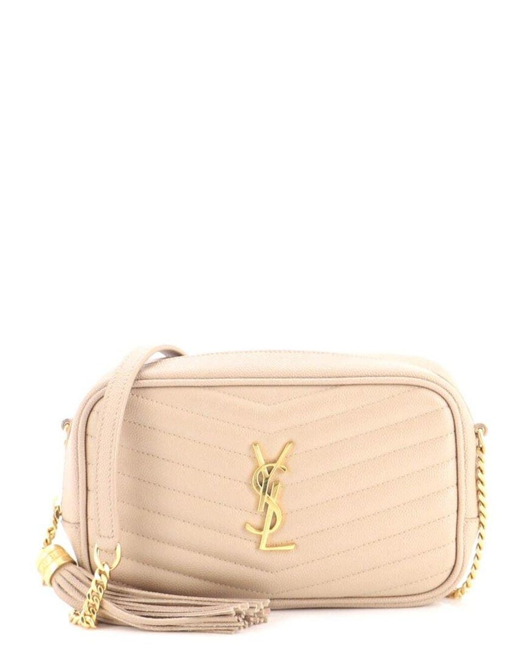 Saint Laurent Natural Matelasse Chevron Leather Lou Camera Bag Mini (Authentic Pre-Loved)