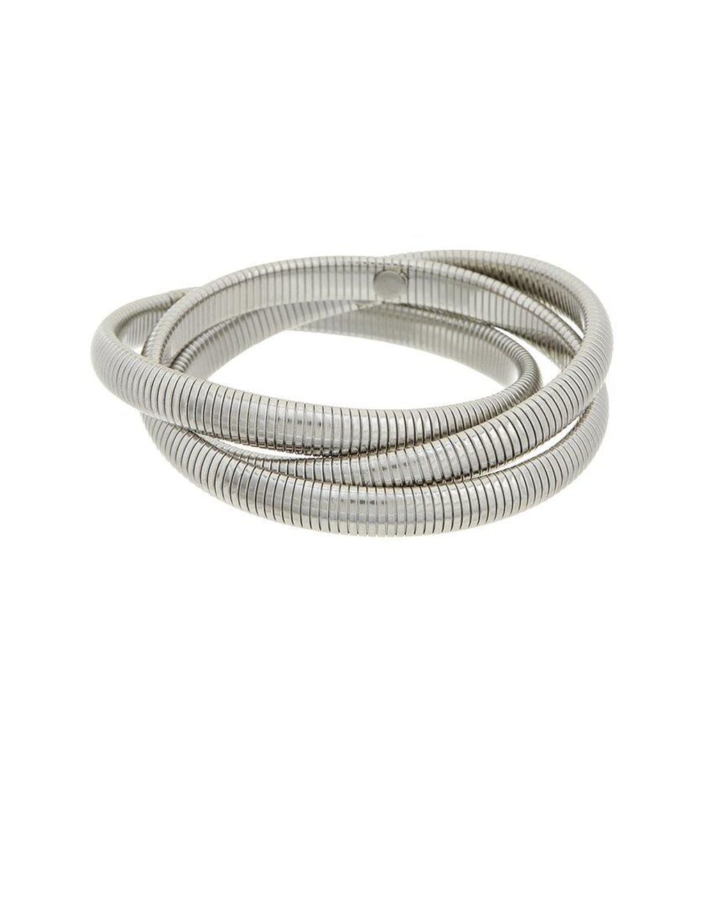 Sterling Forever Metallic Rhodium Plated Briar Stacking Link Stretch Bracelet
