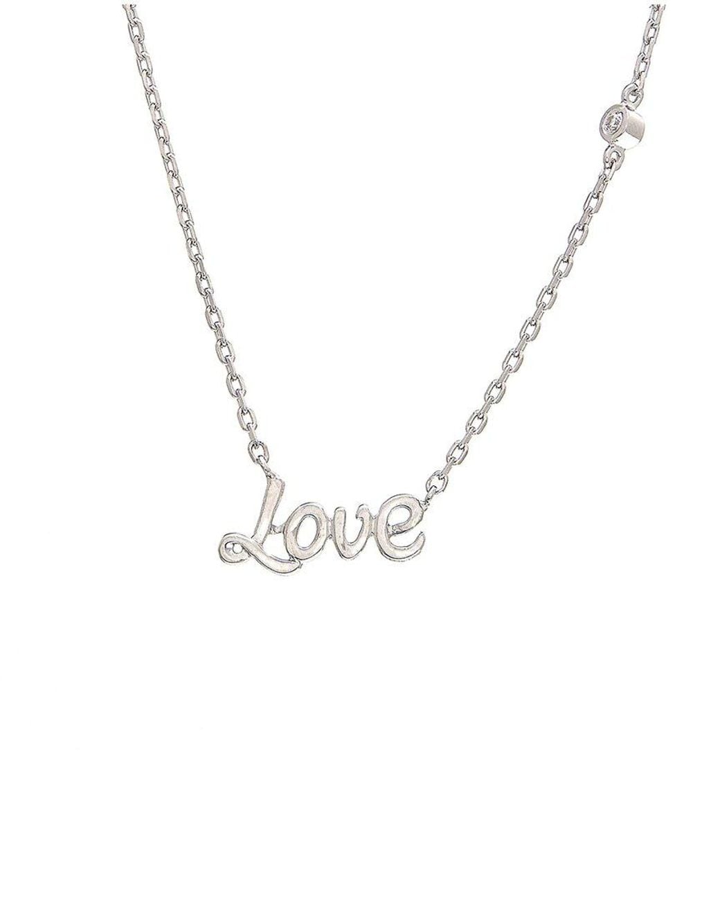 Diamond Select Cuts Metallic 0.02 Ct. Tw. Diamond Love Necklace