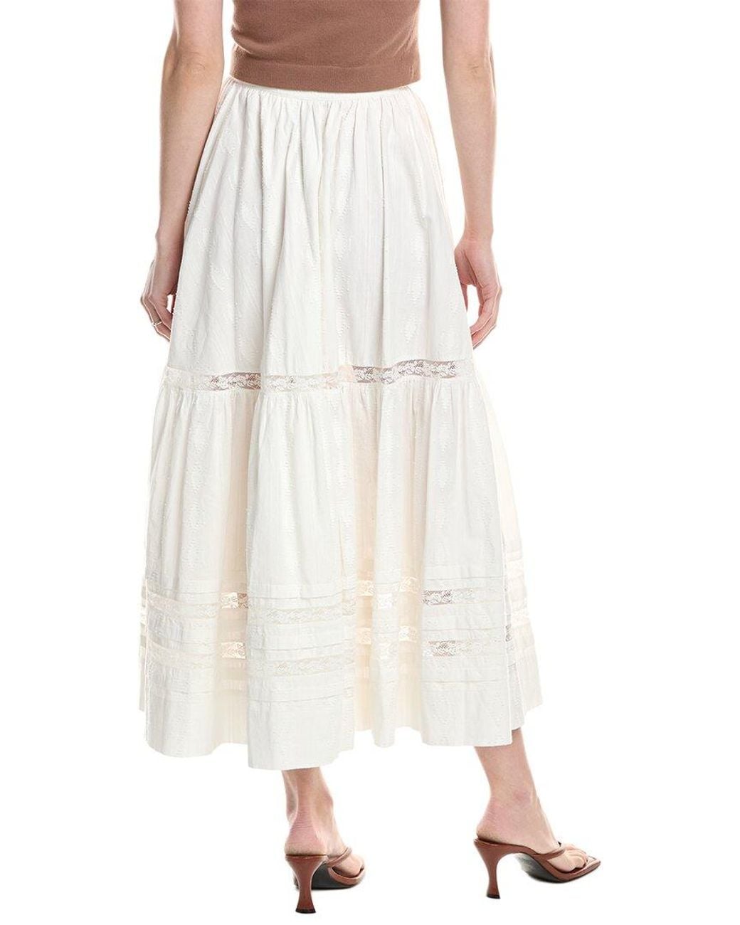 Mother White The Laced-Up Maxi Skirt