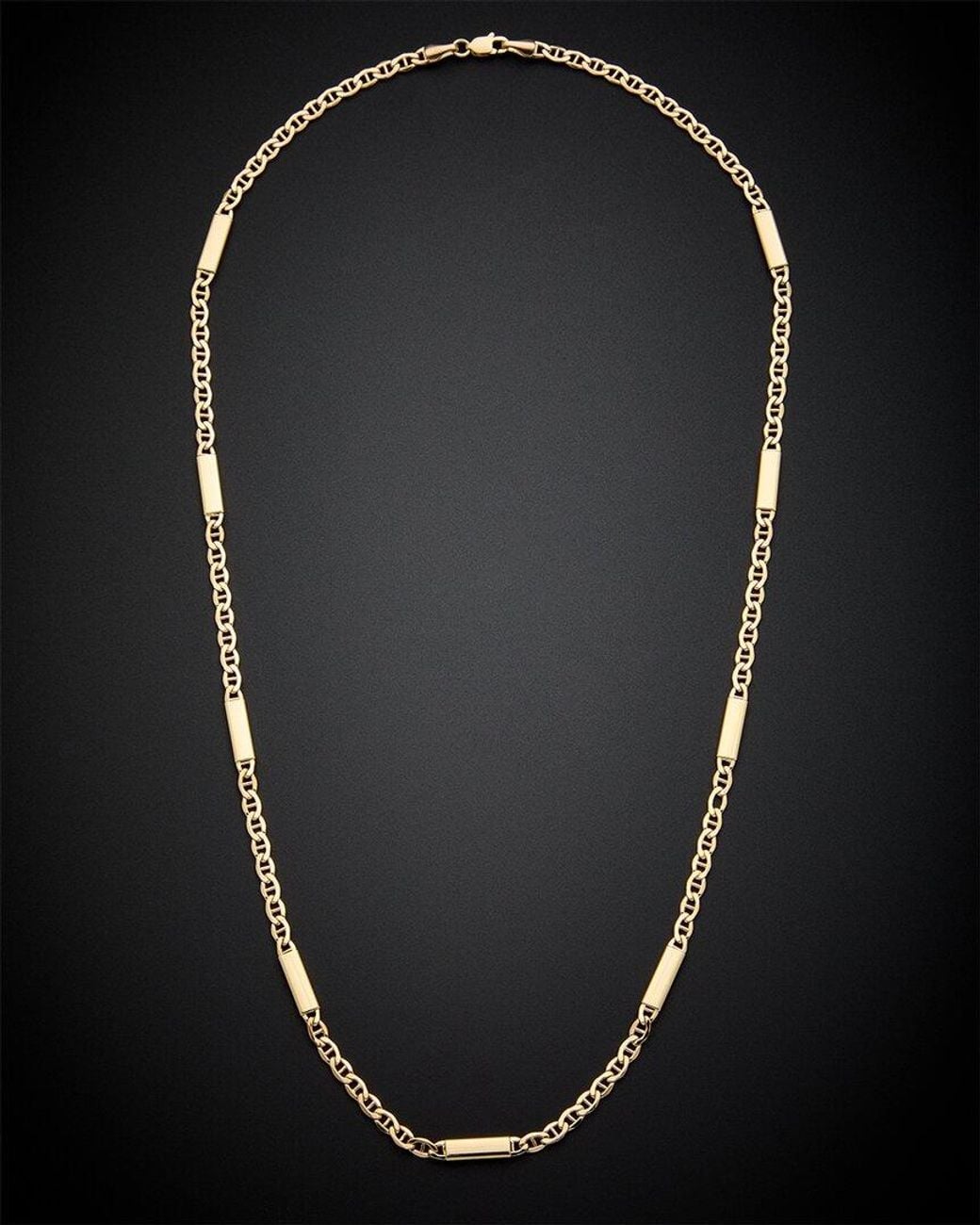Italian Gold Black 14k Mariner Link Necklace