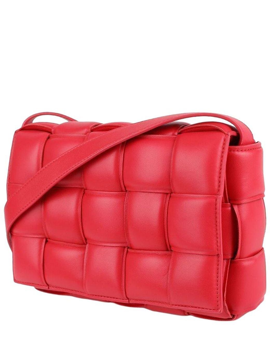 Bottega Veneta Red Leather Padded Cassette Crossbody (Authentic Pre-Loved)