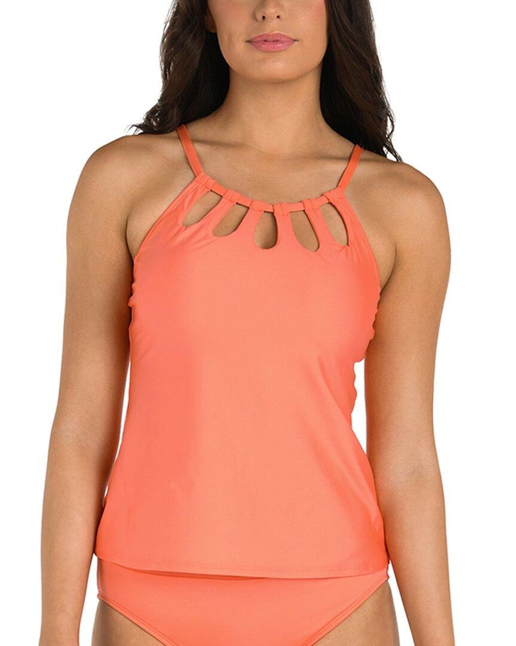 24th & Ocean Pink Solid Tankini Top