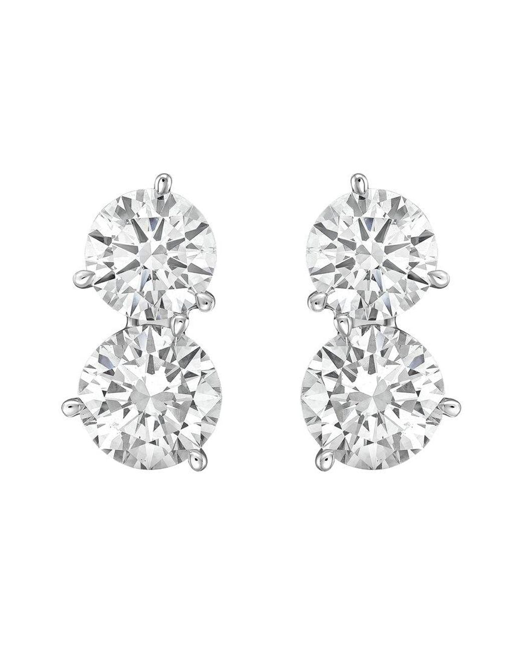 Diana M Metallic 14K 5.00 Ct. Tw. Lab-Grown Diamond Two-Stone Earrings