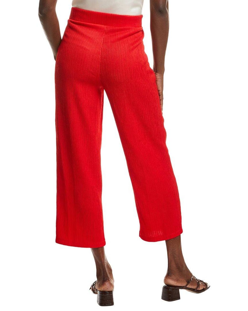 Anne Klein Red Wide Leg Crop Pant