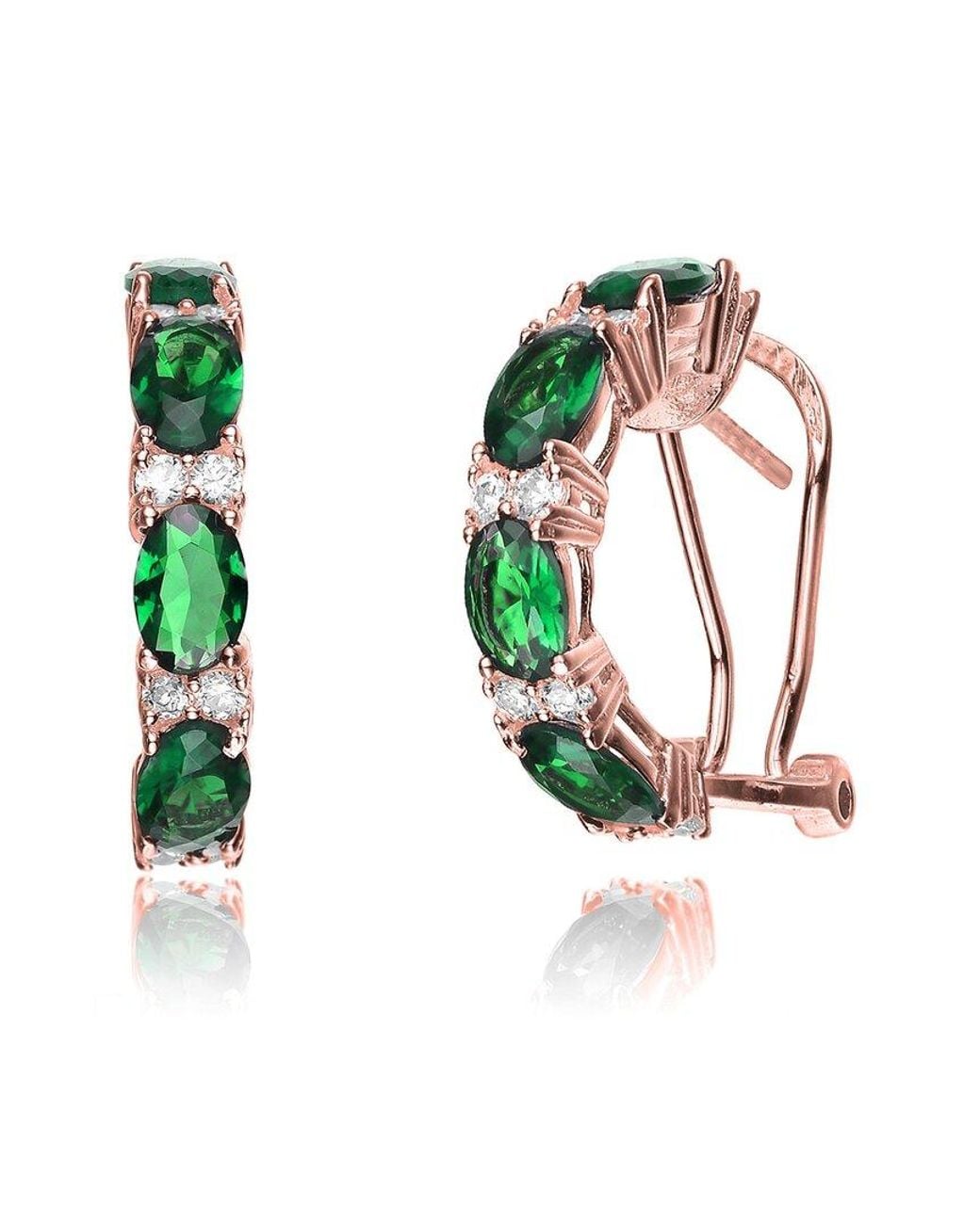 Genevive Jewelry White 18k Rose Gold Vermeil Cz Half Hoops