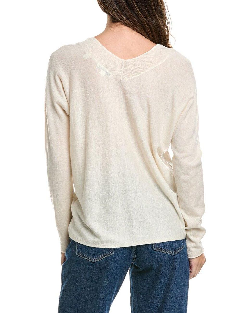 Vince White Double V-Neck Pullover