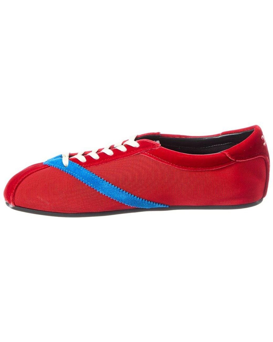 Céline Red Logo Velvet & Suede Sneaker